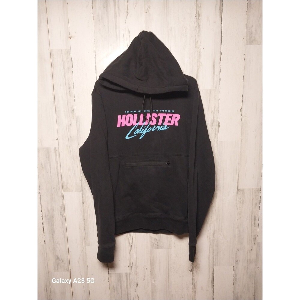 Hollister Men's XL Black Graphic Print Pullover Hoodie